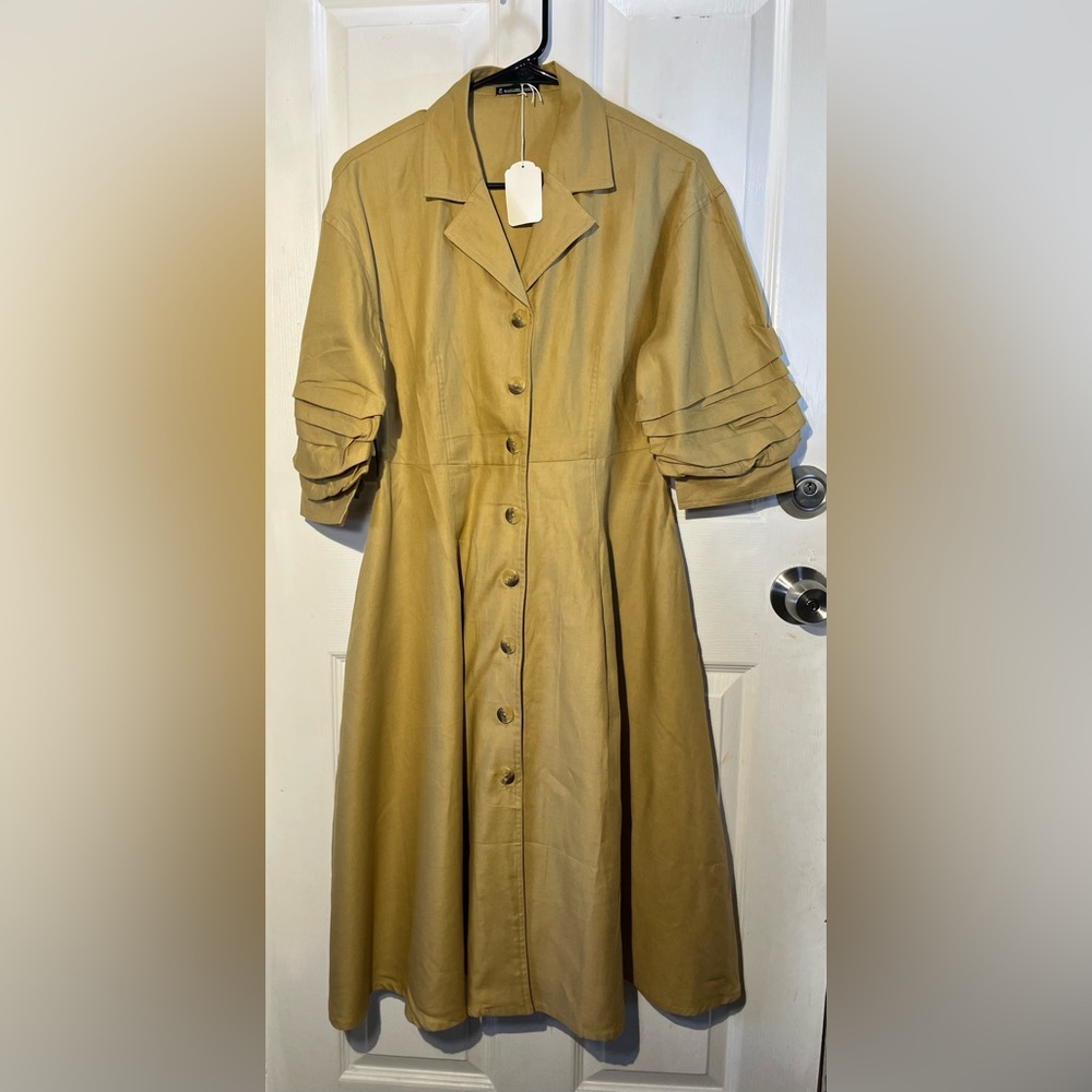 Black Label Mustard Button-Up Dress